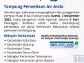 Informasi Perumda Tirta Mayang:  Pengaliran Air Tidak Optimal Selama 5 Hari