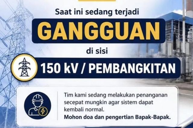 Gangguan Sistem Sumatera Sebabkan Listrik Padam di Sejumlah Provinsi