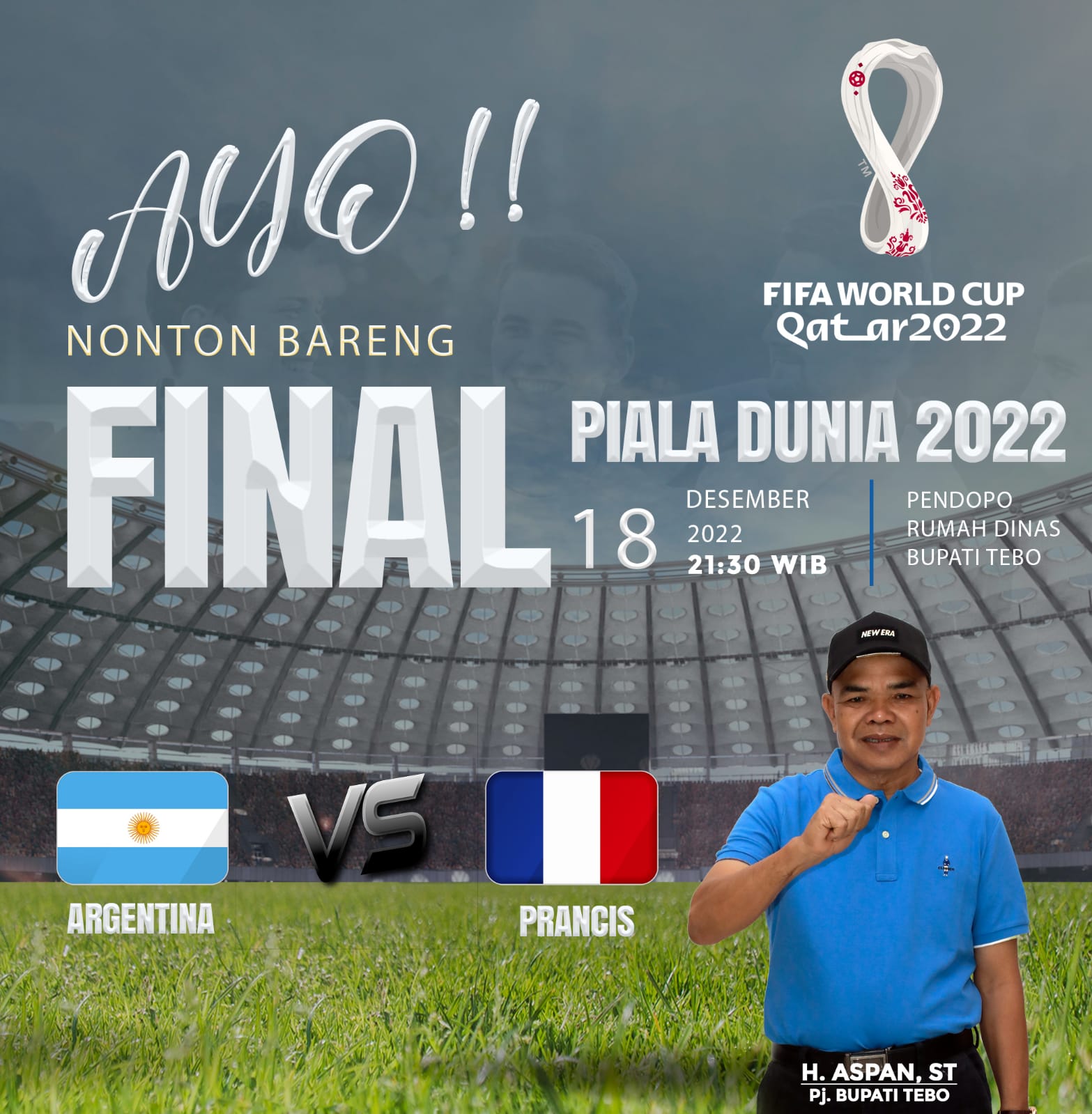 Pj. Bupati Aspan Ajak Warga Nobar Final Piala Dunia