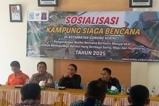 Dinas Sosial Kabupaten Kerinci Gelar Sosialisasi Kampung Siaga Bencana di Kecamatan Gunung Kerinci
