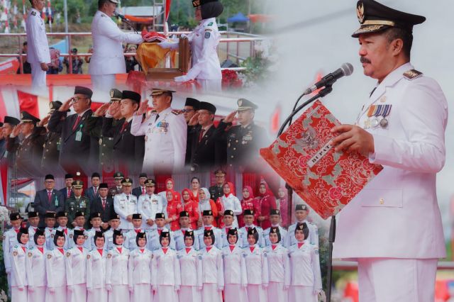 Berlangsung Khidmat, Bupati Monadi Pimpin Upacara HUT RI ke-81 di Halaman Kantor Bupati Kerinci - Bukit Tengah