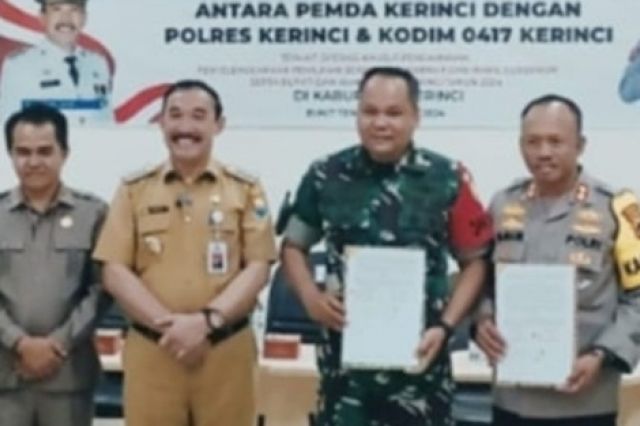 Pj. Bupati Kerinci Teken Naskah Perjanjian Hibah Pengamanan Pilkada